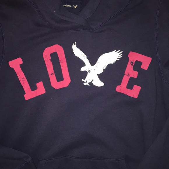 American Eagle NWOT hoodie. Dark navy blue/pk/wht - Picture 3 of 5